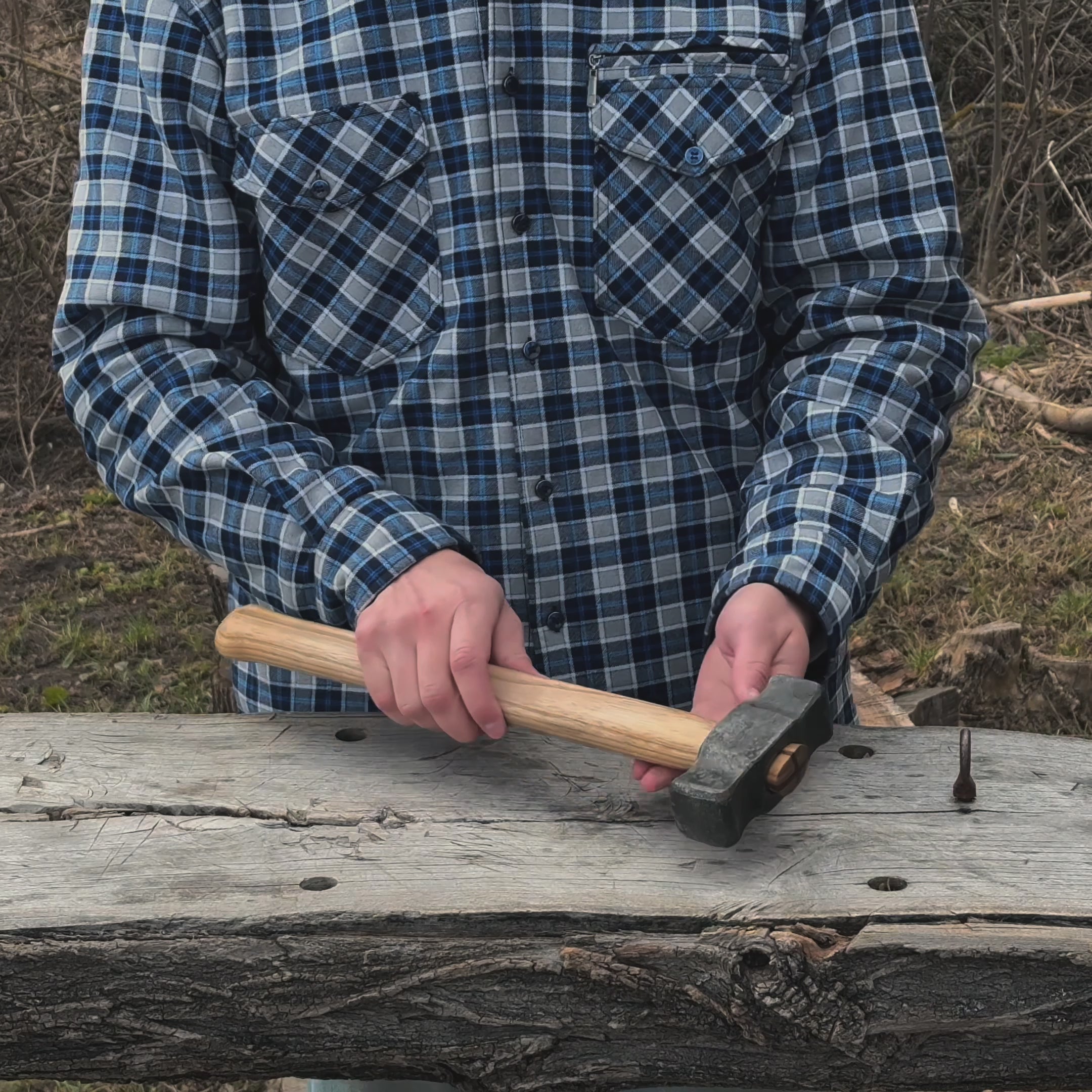Hand-Forged Double Blacksmith's Hammer, 1 kg (2.2 lbs)