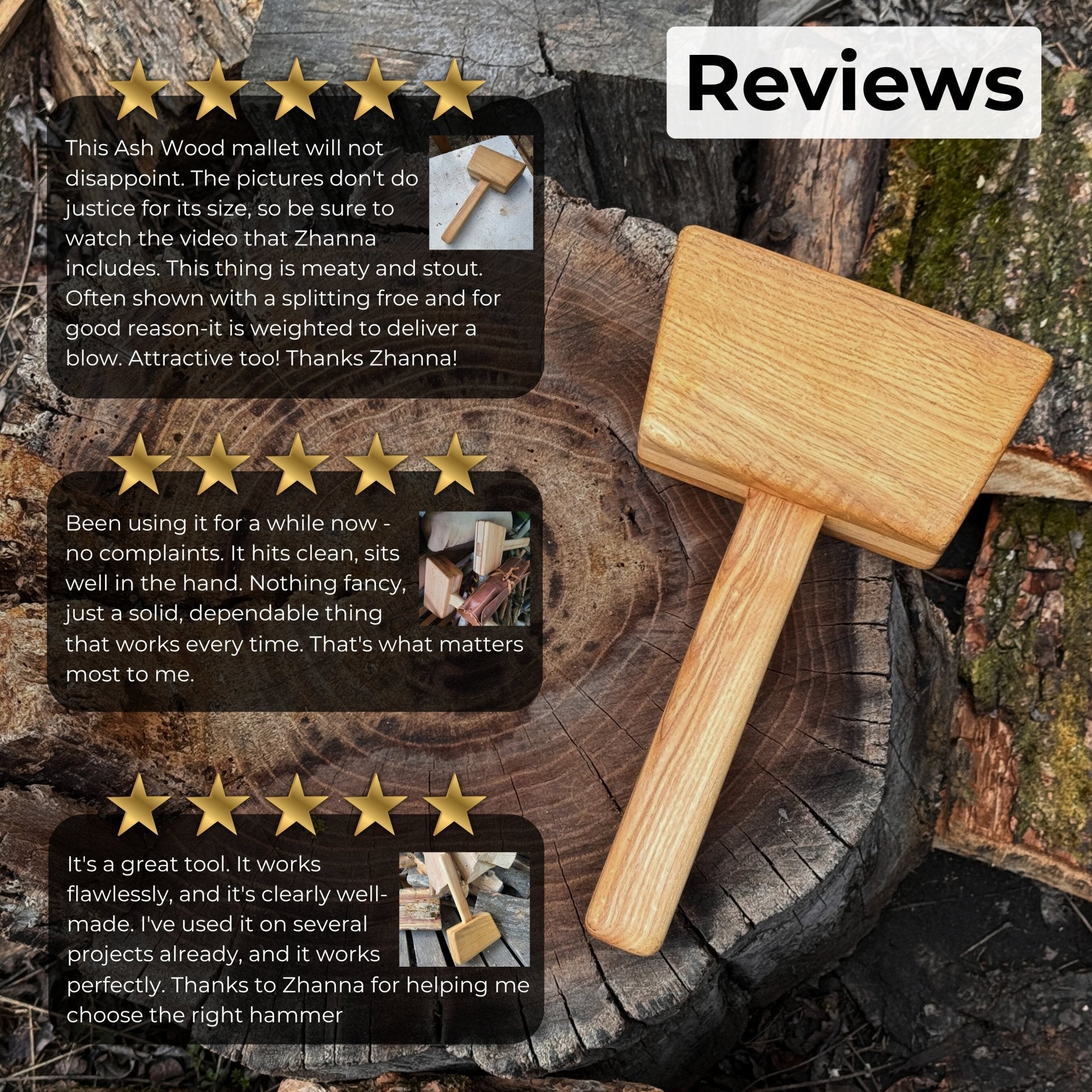 Quiet 35 oz Wooden Mallet (Mallet Tool) - 6