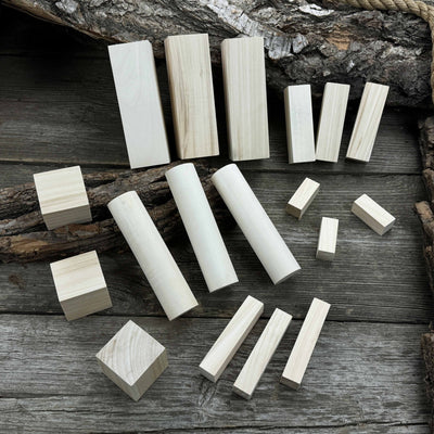Set of 18 Assorted Linden Wood Carving Blanks - 1
