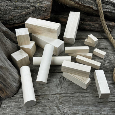 Set of 18 Assorted Linden Wood Carving Blanks - 8