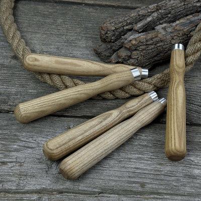 Set of 5 Ash Wood Handles for Chisels and Gouges with Aluminum Rings - 7