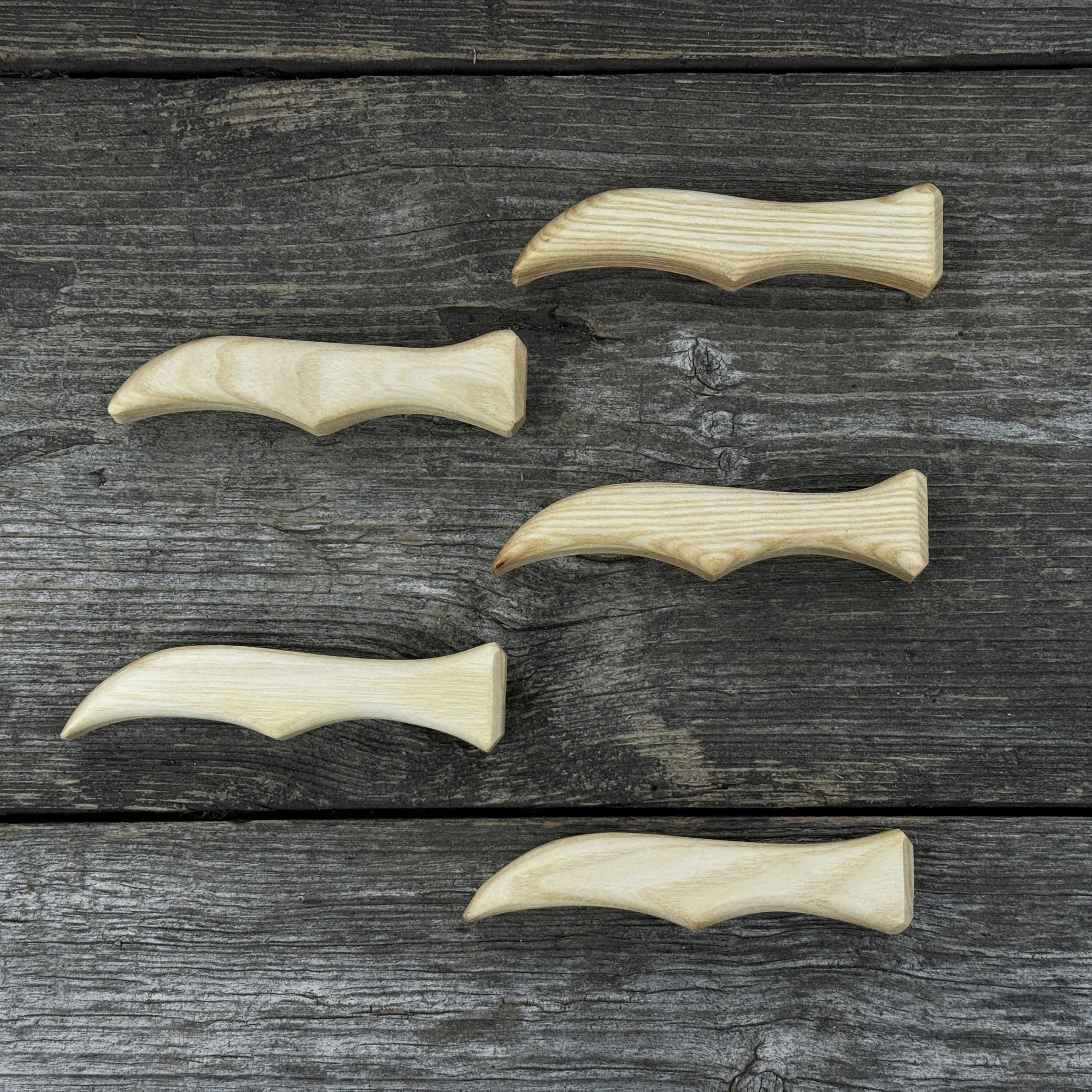 Set of 5 Ash Wood Knife Handles - 1