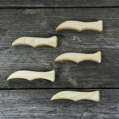 Set of 5 Ash Wood Knife Handles - 3