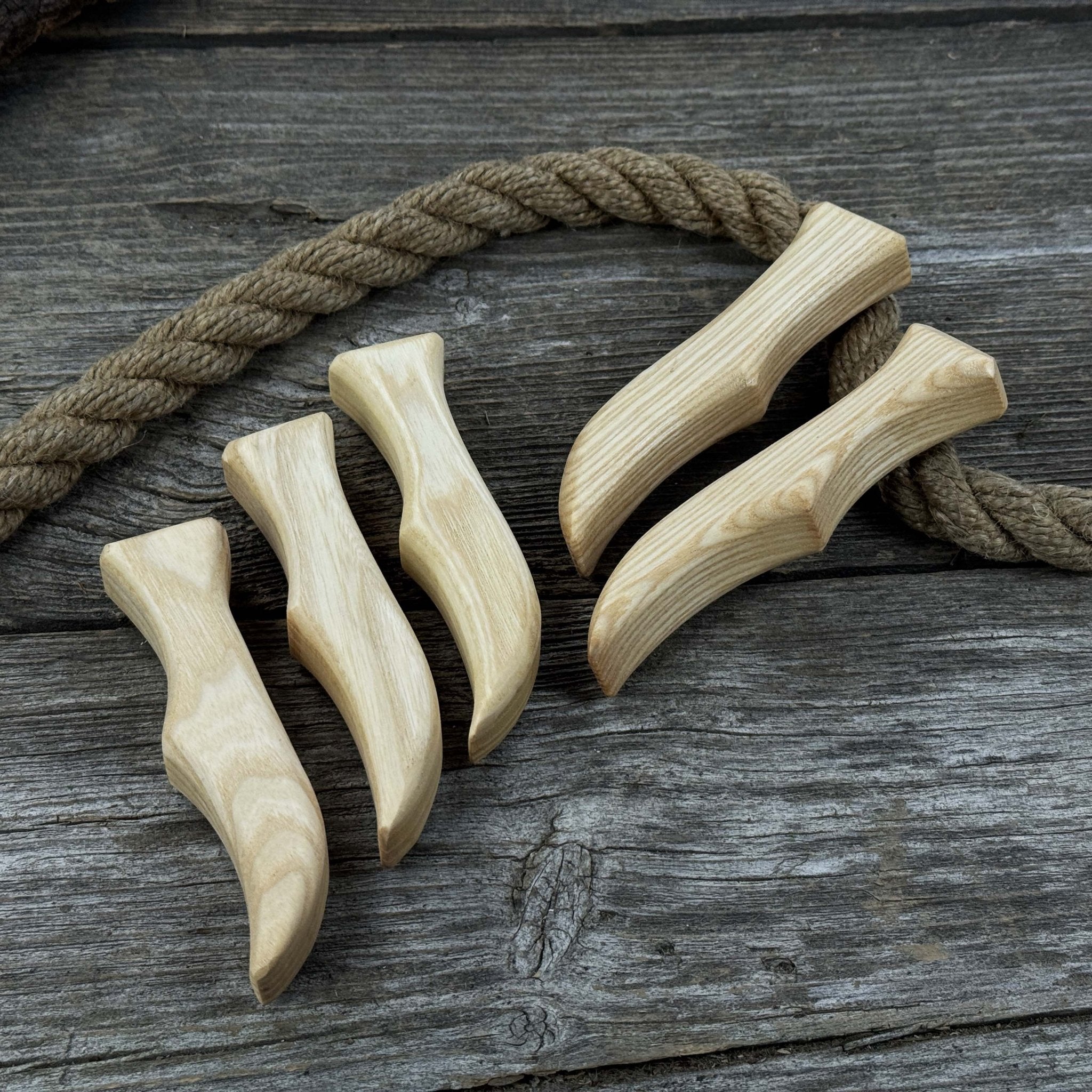 Set of 5 Ash Wood Knife Handles - 5
