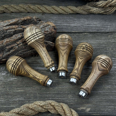 Set of 5 Ash Wood Replacement Handles with Aluminum Rings - 8