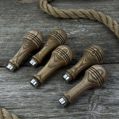 Set of 5 Ash Wood Replacement Handles with Aluminum Rings - 9