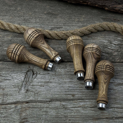 Set of 5 Ash Wood Replacement Handles with Aluminum Rings - 4