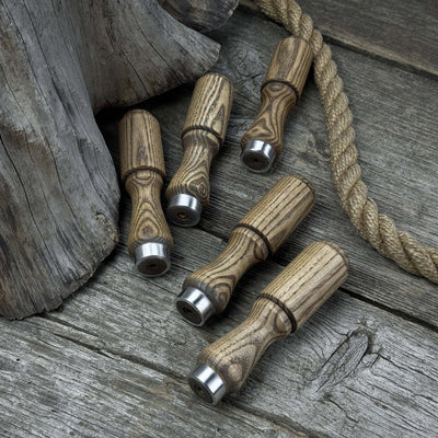 Set of 5 Ash Wood Tool Handles with Aluminum Rings - 4