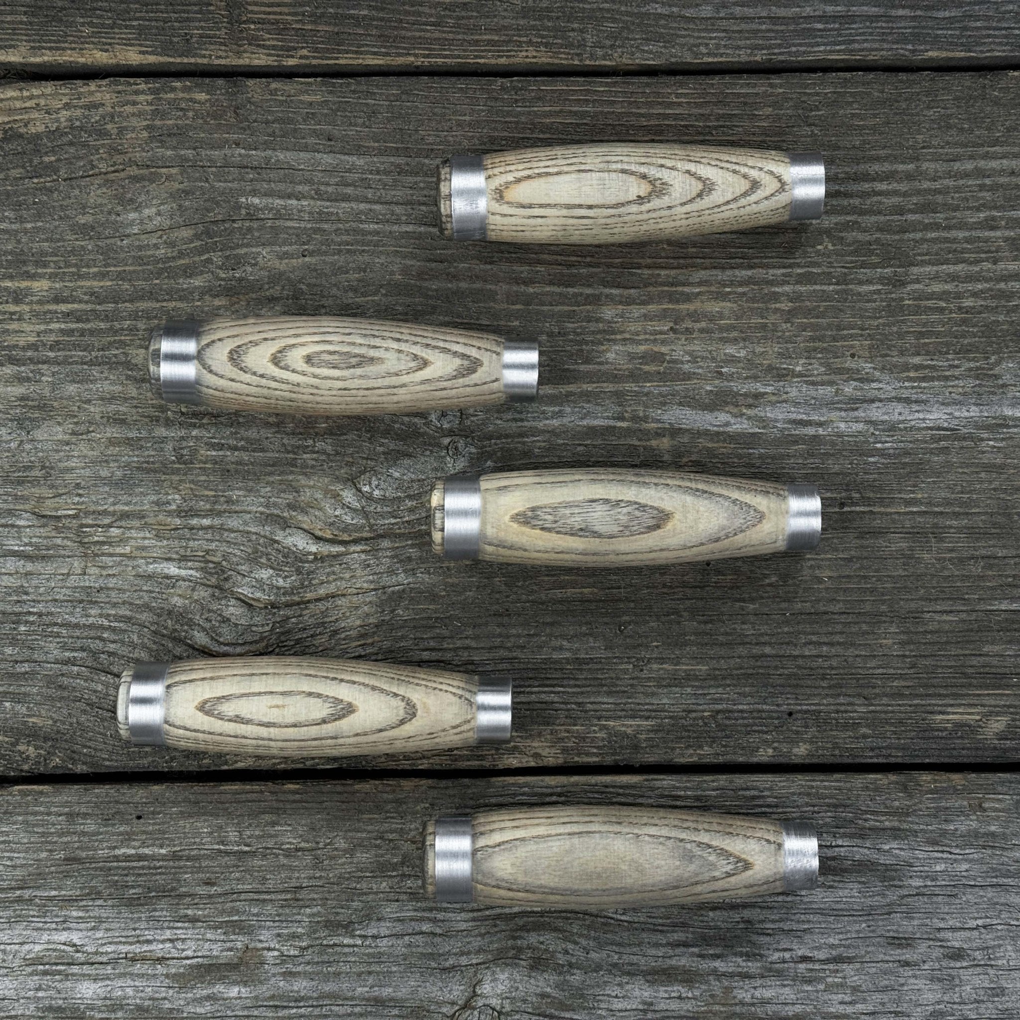 Set of 5 Replacement Wooden Handles with Aluminum Rings - 1