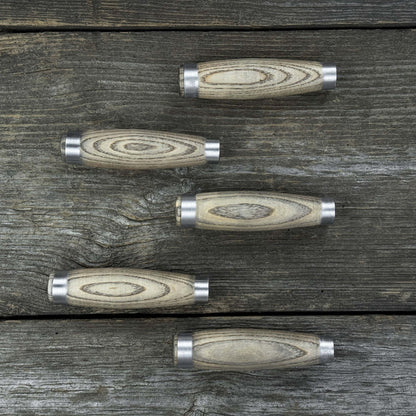 Set of 5 Replacement Wooden Handles with Aluminum Rings - 1