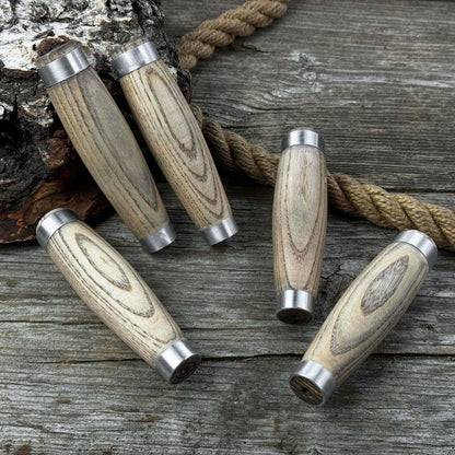 Set of 5 Replacement Wooden Handles with Aluminum Rings - 7