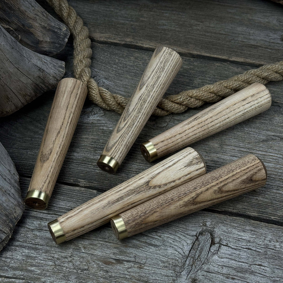 Tools Command Rings Set of 5 Tapered Ash Wood Handles with Brass Rings - Sharky Forged ...