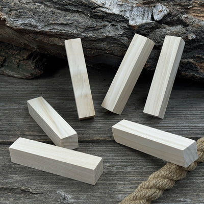 Set of 6 Linden Wood Carving Blanks, 10 x 2 x 2 cm (3.94 x 0.79 x 0.79 in) - 6