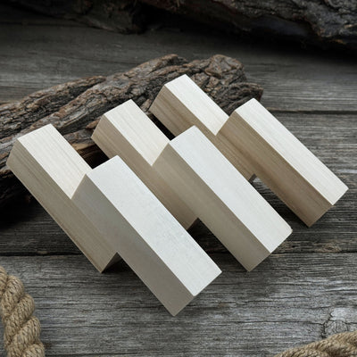 Set of 6 Medium Rectangular Linden Wood Carving Blanks - 1