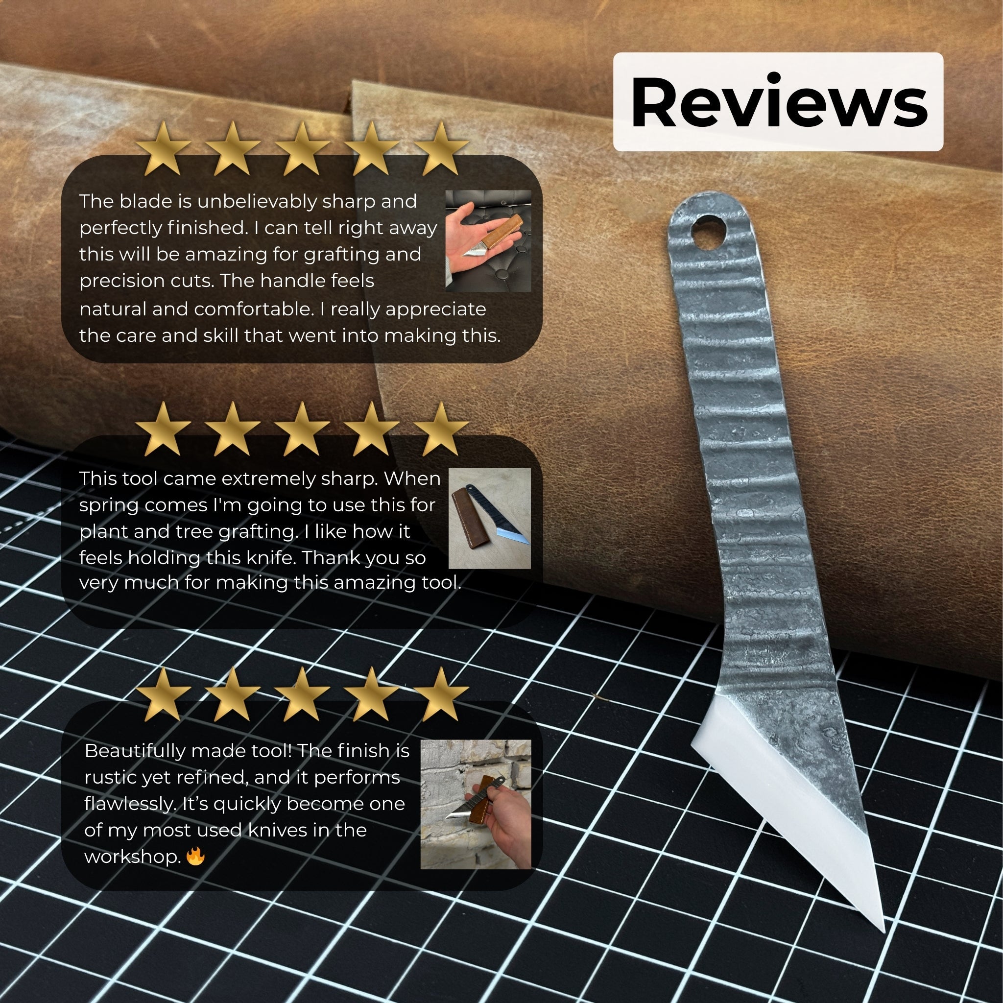 Single - Bevel Kiridashi Knife – Razor - Sharp Carbon Steel Blade with Leather Sheath - 10