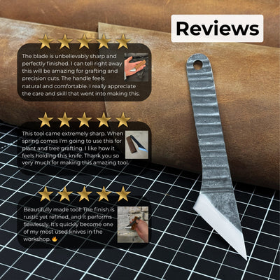 Single - Bevel Kiridashi Knife – Razor - Sharp Carbon Steel Blade with Leather Sheath - 10