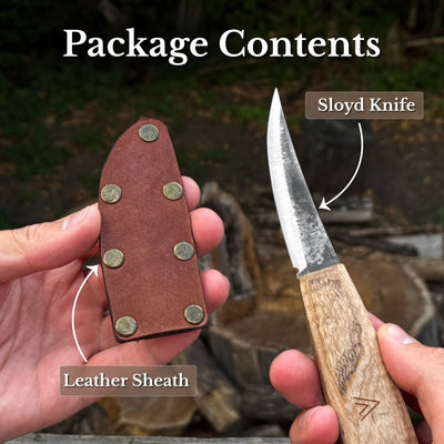 Sloyd Carving Knife with Leather Sheath, Blade 9 cm (3.54 inches) - 9
