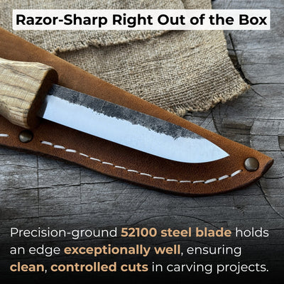 Sloyd Knife with Leather Sheath, 8 cm (3.15 inches) - 2