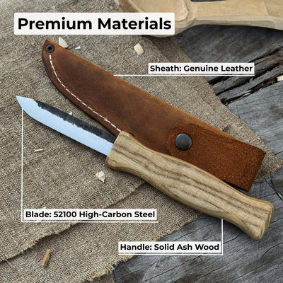 Sloyd Knife with Leather Sheath, 8 cm (3.15 inches) - 6