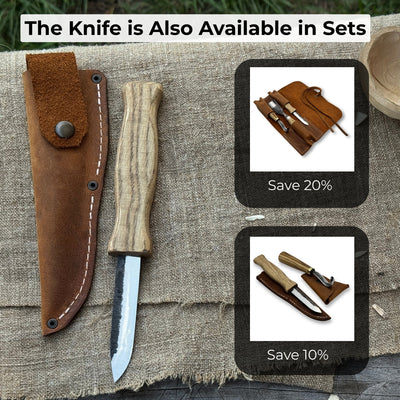 Sloyd Knife with Leather Sheath, 8 cm (3.15 inches) - 10