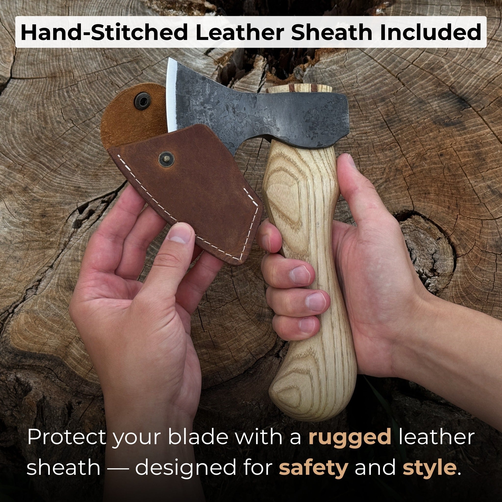 Small Carving Axe with Leather Sheath, 0.47 kg (1 lb) - 5