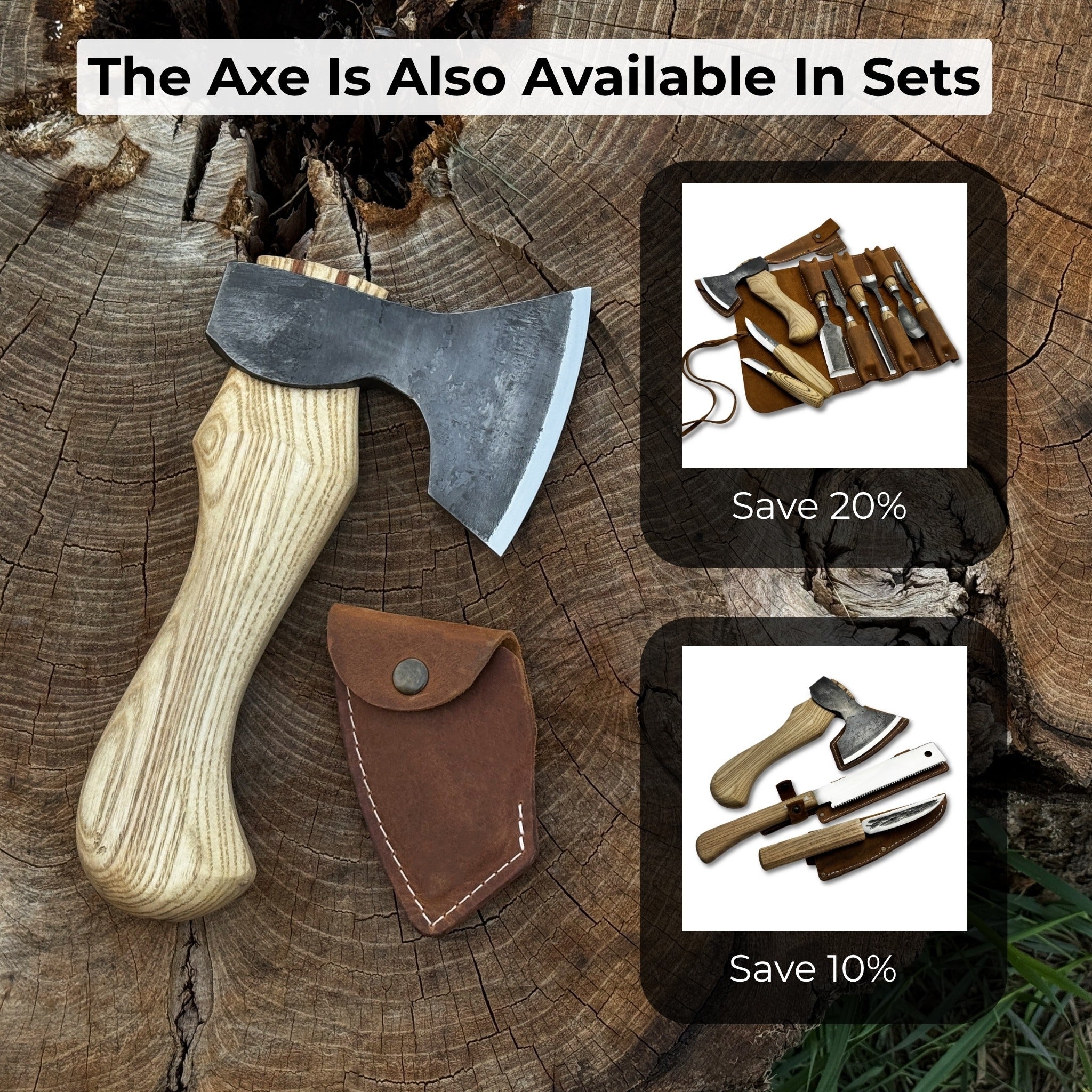Small Carving Axe with Leather Sheath, 0.47 kg (1 lb) - 12
