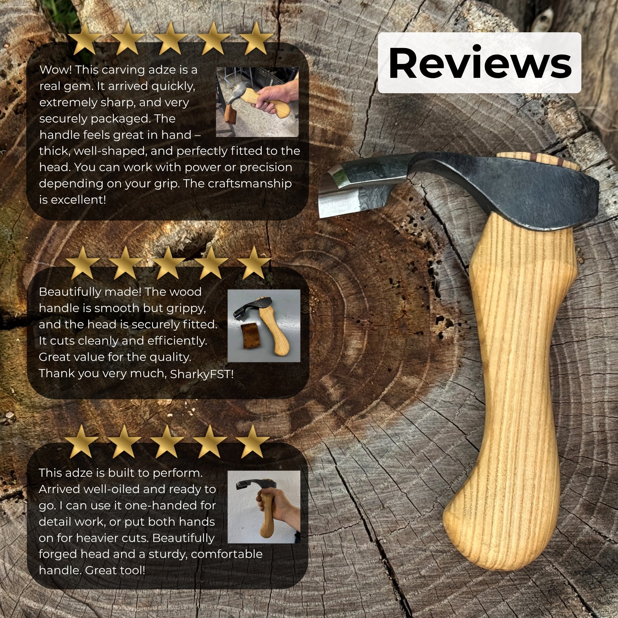 Small Kuksa Adze with Deep Curved (Round) Blade, 4.5 cm (1.8 in) - 10