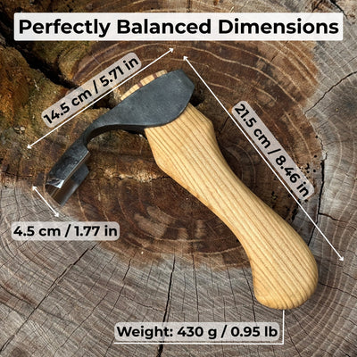Small Kuksa Adze with Deep Curved (Round) Blade, 4.5 cm (1.8 in) - 2