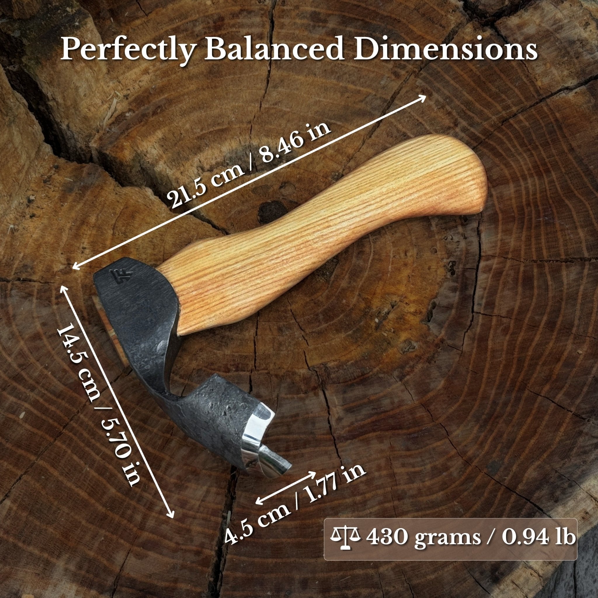 Small Kuksa Adze with Deep Curved (Round) Blade, 4.5 cm (1.8 in) - 2