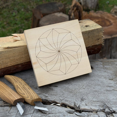 Small Linden Wood Carving Board with Pre - Drawn Pattern - 9