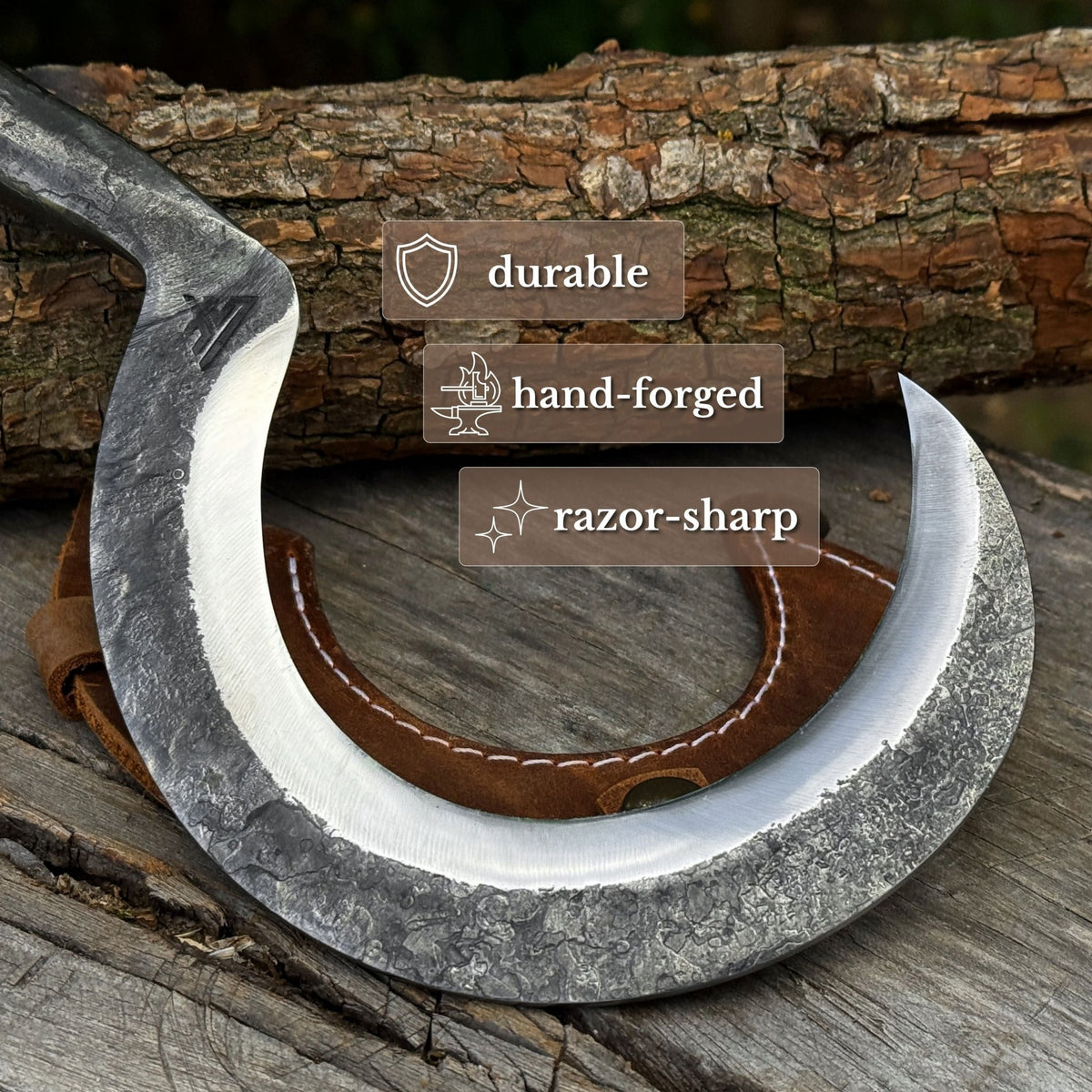 Small Sickle with Forged Handle, 9 cm / 3.54 in - 2