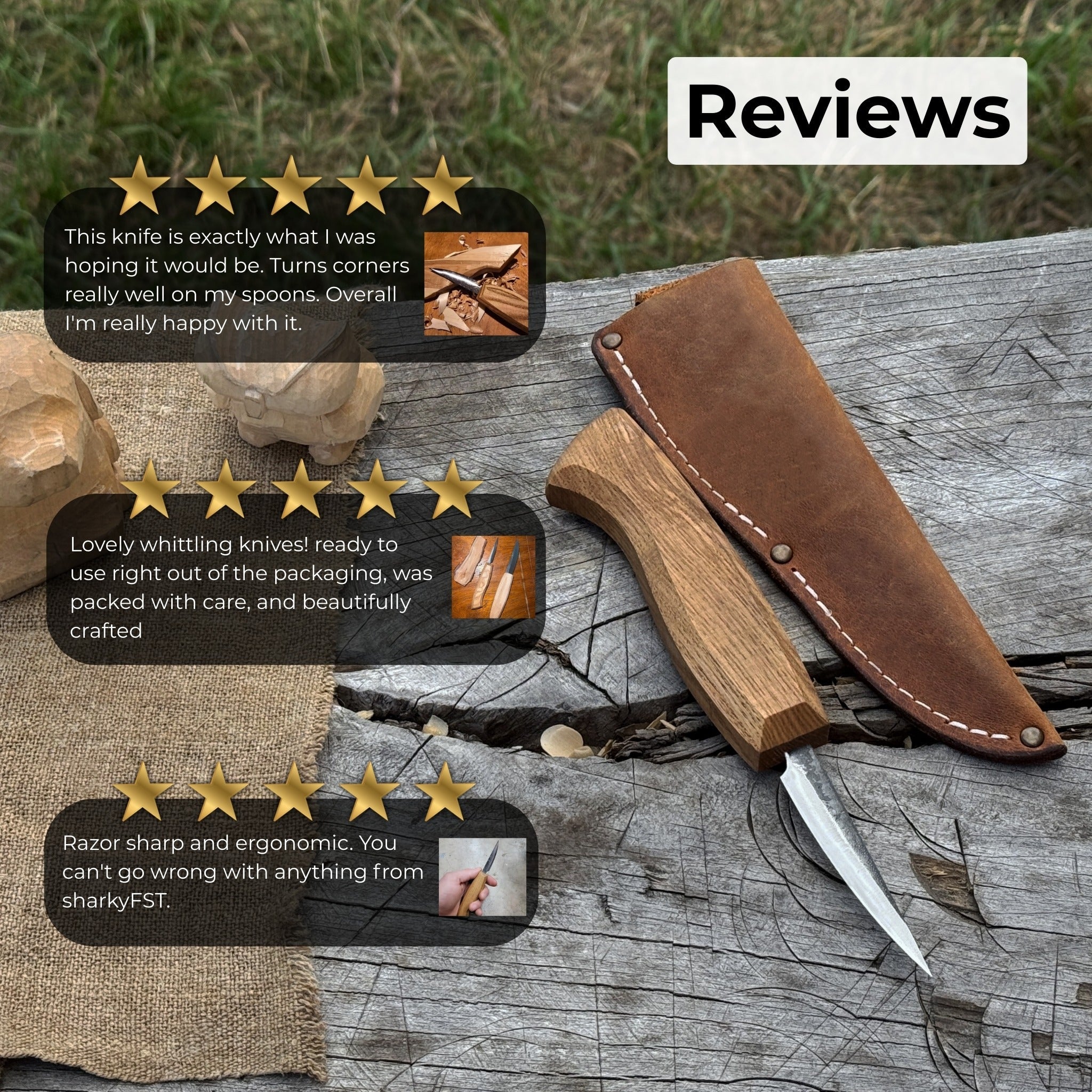 Small Sloyd Carving Knife, Blade 6.5 cm (2.56 inches) - 9