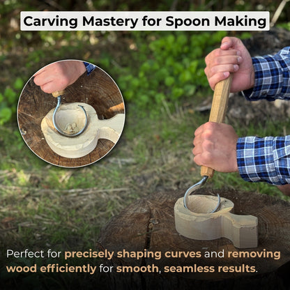 Small Spoon Carving Hook Knife with Octagonal Handle, 6 cm (2.36 inches) - 7
