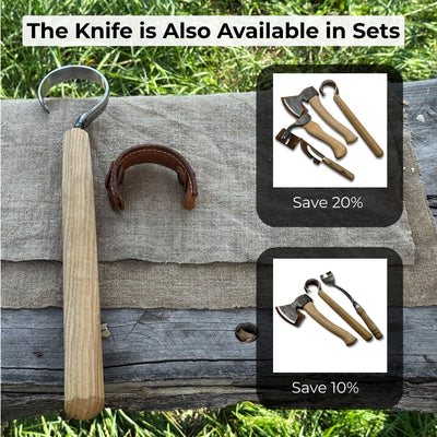 Small Spoon Carving Hook Knife with Octagonal Handle, 6 cm (2.36 inches) - 10