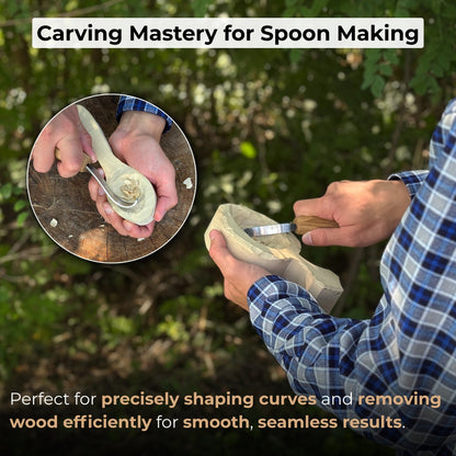 Small Spoon Carving Hook Knife with Octagonal Handle, 7.5 cm (3 inches), with Leather Sheath - 7