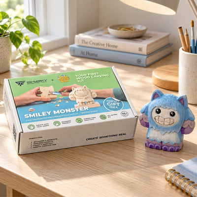 Smiley Monster DIY Wood Carving Kit - 1