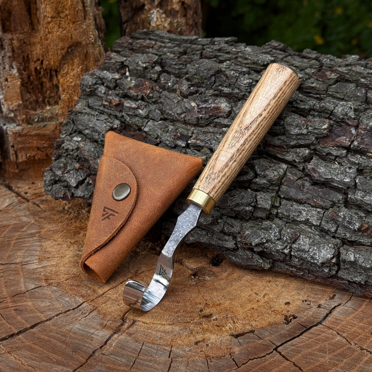 Spoon Carving Hook Knife, ⌀3 cm (1.2 inches) with Leather Case - 1