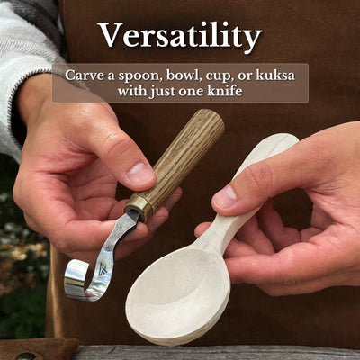 Spoon Carving Hook Knife, ⌀3 cm (1.2 inches) with Leather Case - 10