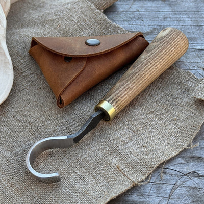 Spoon Carving Hook Knife, ⌀3 cm (1.2 inches) with Leather Case - 1