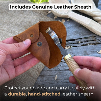 Spoon Carving Hook Knife, ⌀3 cm (1.2 inches) with Leather Case - 4