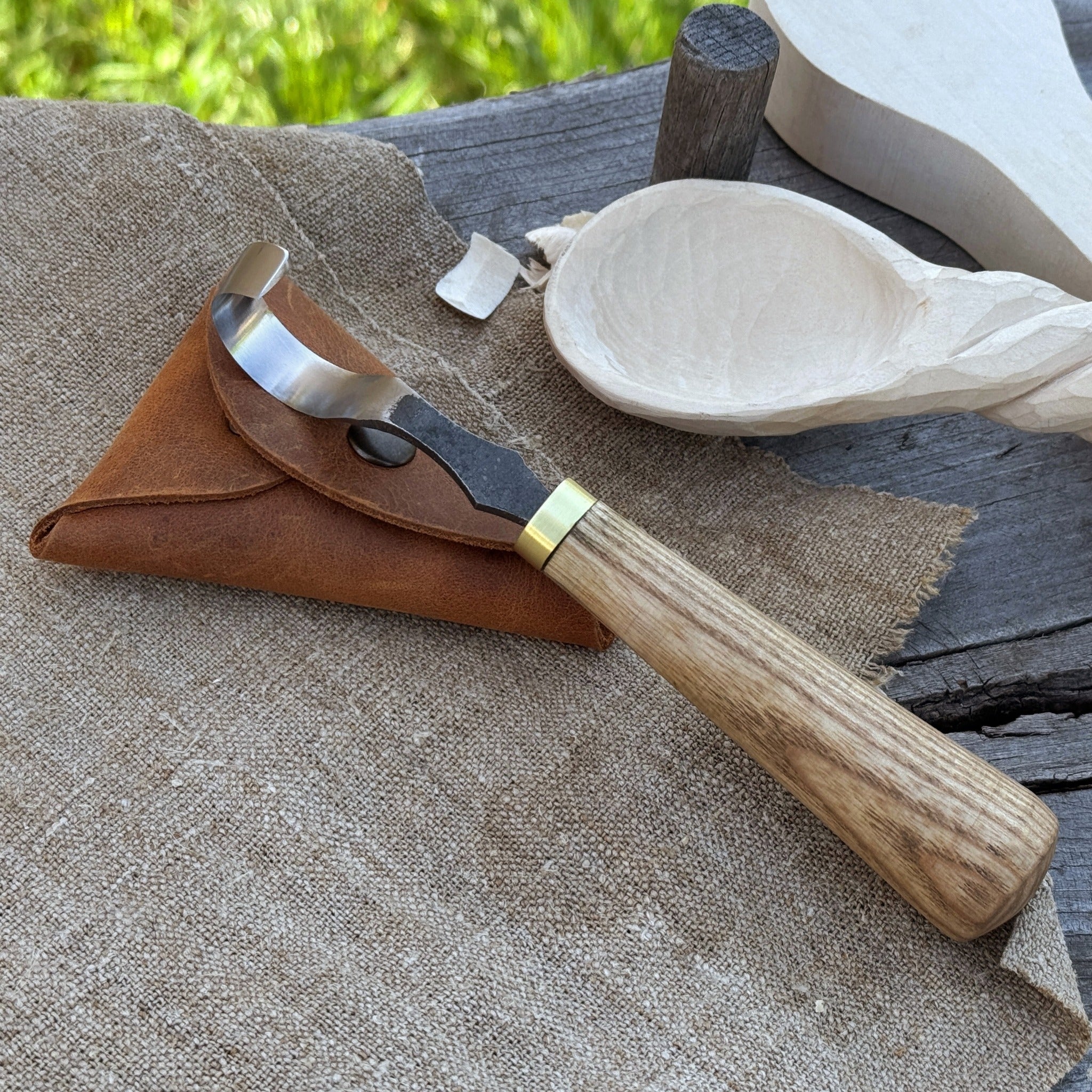 Spoon Carving Hook Knife, ⌀3 cm (1.2 inches) with Leather Case - 1