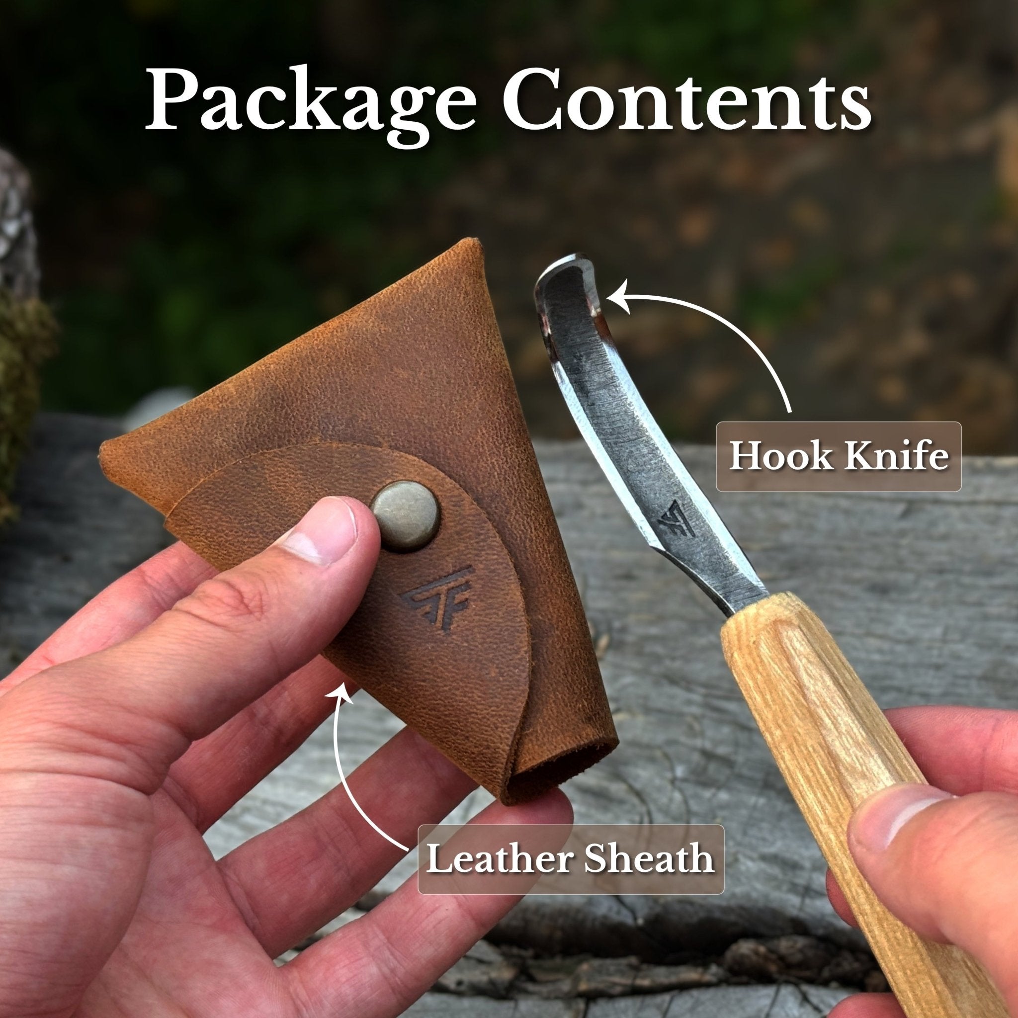 Spoon Carving Hook Knife, ⌀ 4.5 cm (1.77 inches) with Leather Sheath - 8