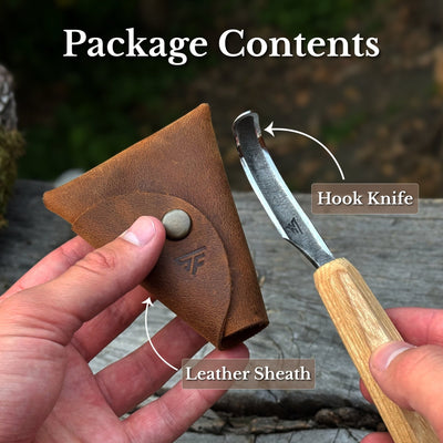 Spoon Carving Hook Knife, ⌀ 4.5 cm (1.77 inches) with Leather Sheath - 8