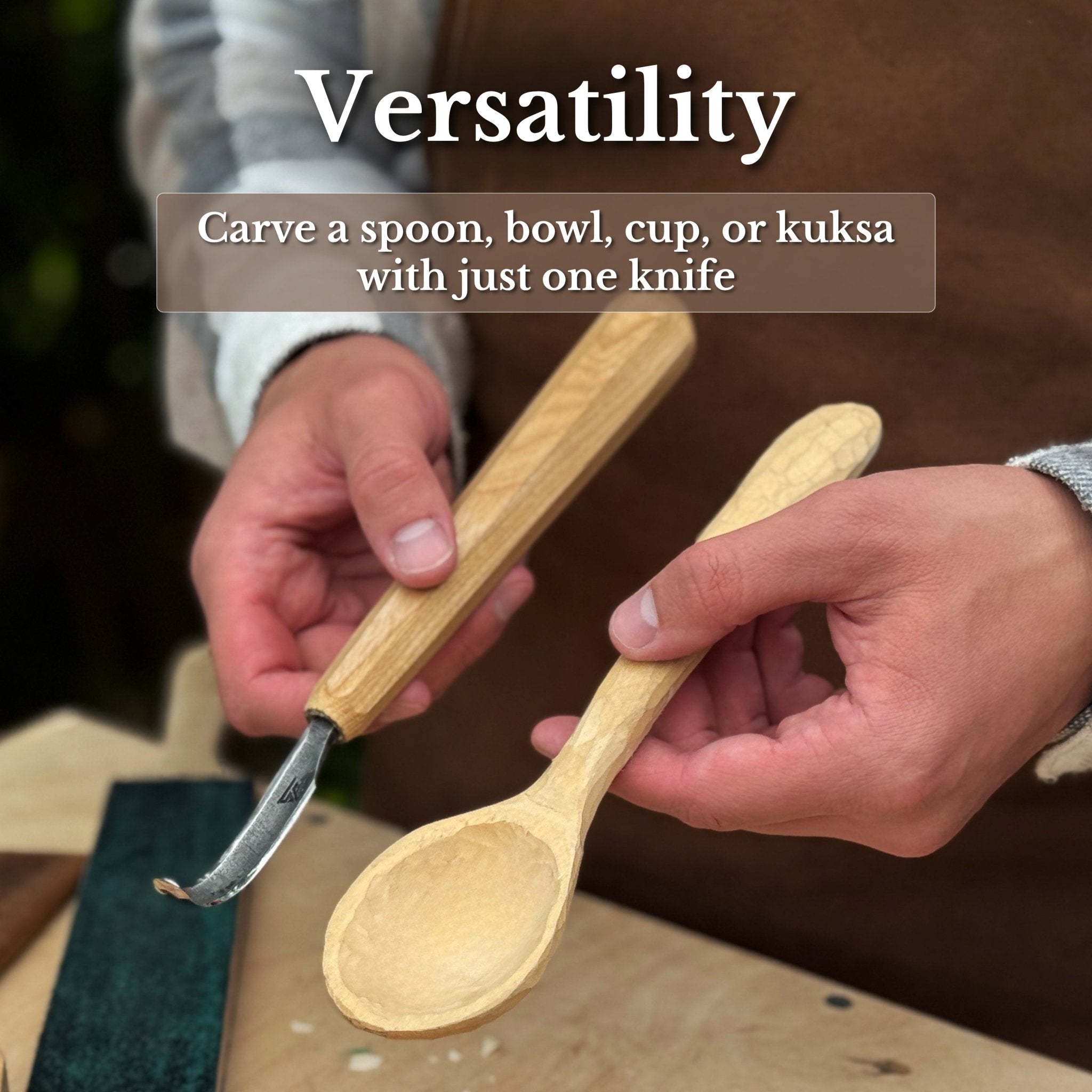 Spoon Carving Hook Knife, ⌀ 4.5 cm (1.77 inches) with Leather Sheath - 9