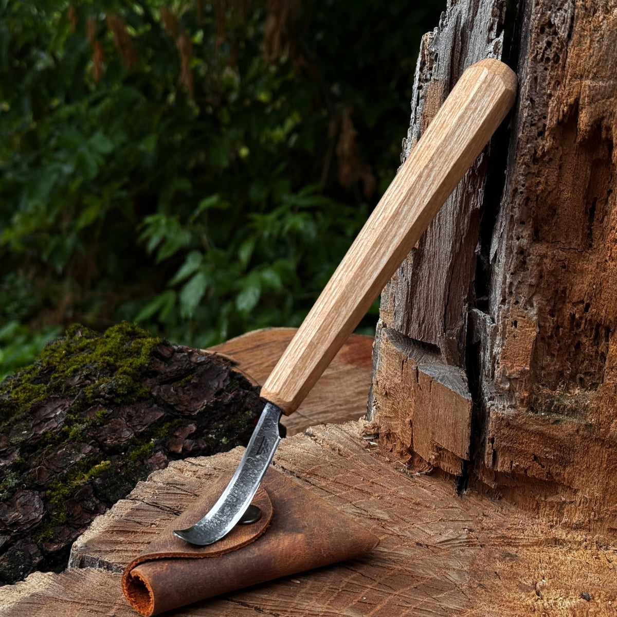Spoon Carving Hook Knife, ⌀ 4.5 cm (1.77 inches) with Leather Sheath - 1