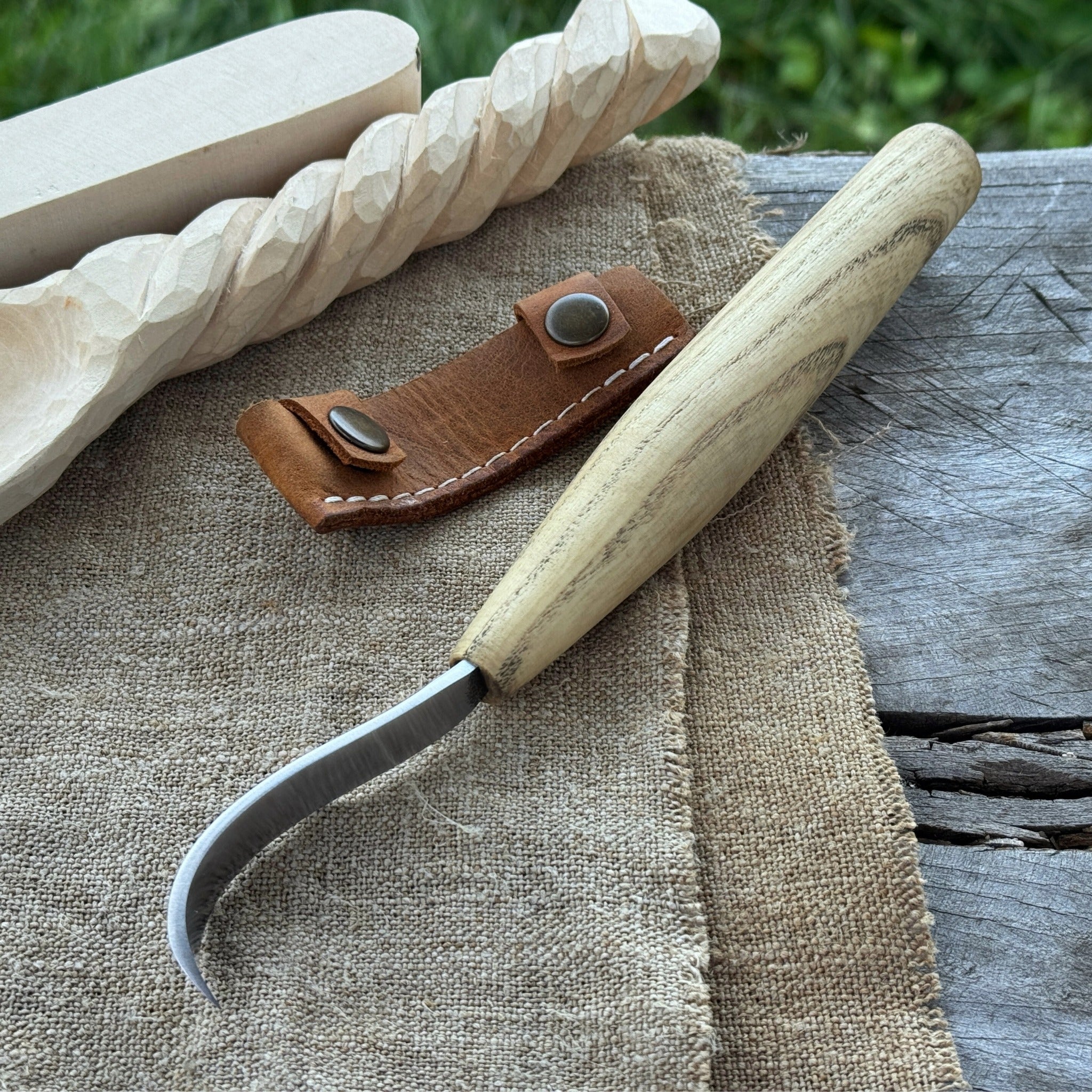 Spoon Carving Hook Knife, ⌀6 cm (2.36 inches) with Leather Case - 1