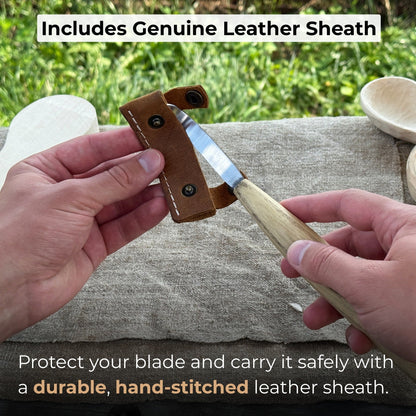 Spoon Carving Hook Knife, ⌀6 cm (2.36 inches) with Leather Case - 4