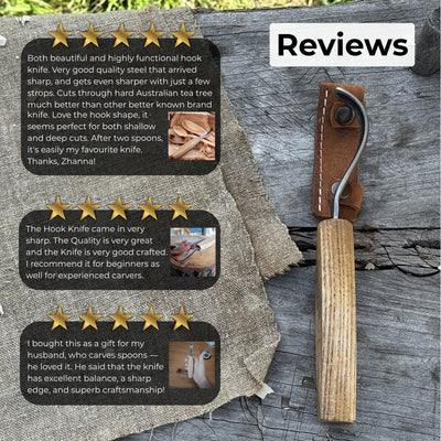 Spoon Carving Hook Knife – Long Curved Blade 7 cm (2.7 inches) - 9