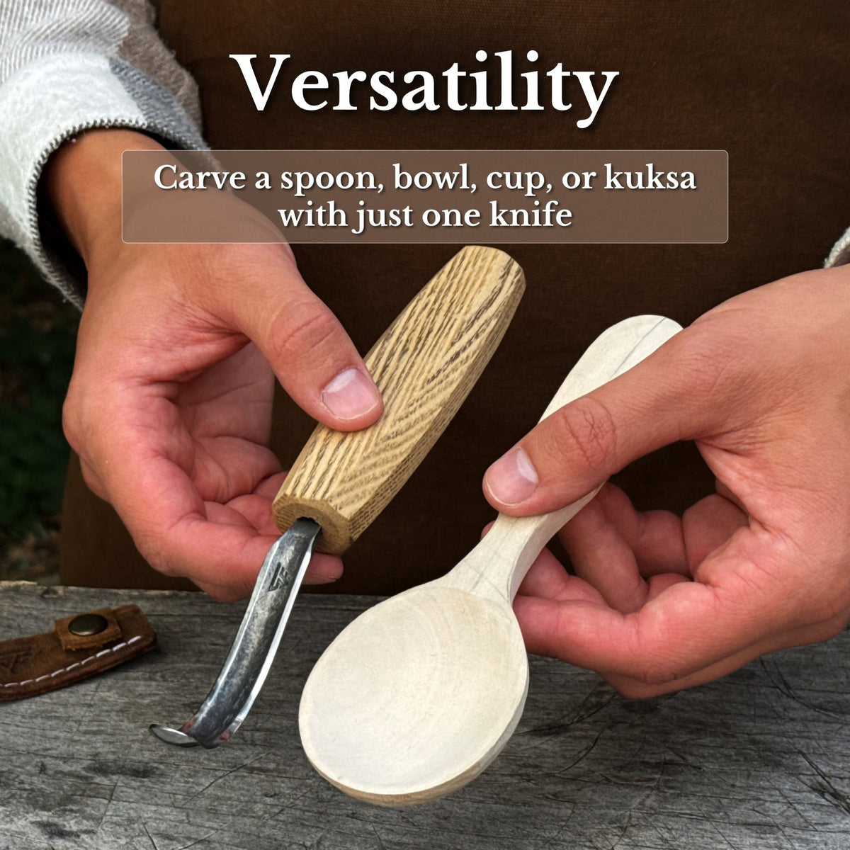Spoon Carving Hook Knife – Long Curved Blade 7 cm (2.7 inches) - 10