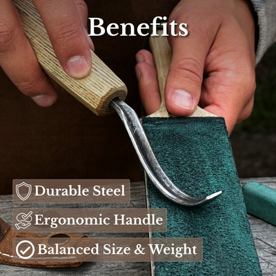 Spoon Carving Hook Knife – Long Curved Blade 7 cm (2.7 inches) - 8